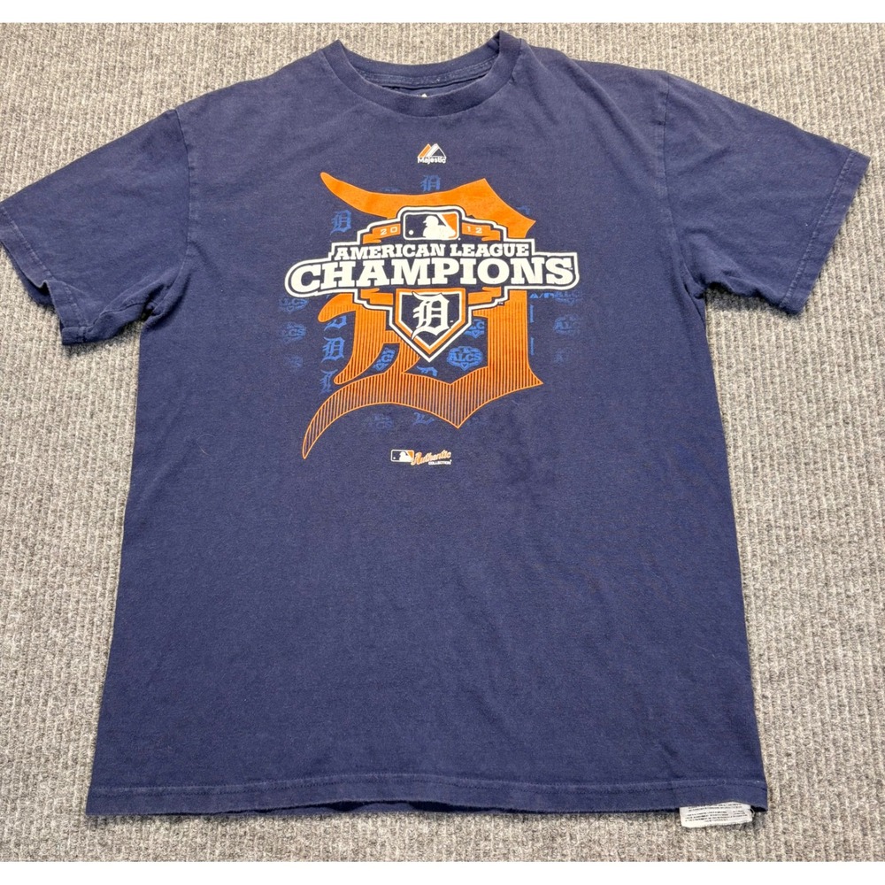 Majestic Detroit Tigers 2012 American League Champions Shirt Youth XL Navy Blue
